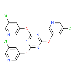 ChemSpider 2D Image | 2,4,6-Tris[(5-chloro-3-pyridinyl)oxy]-1,3,5-triazine | C18H9Cl3N6O3