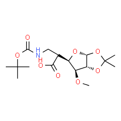 ChemSpider 2D Image | (5xi)-5-Deoxy-1,2-O-isopropylidene-3-O-methyl-5-[({[(2-methyl-2-propanyl)oxy]carbonyl}amino)methyl]-alpha-D-xylo-hexofuranuronic acid | C16H27NO8