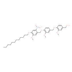 ChemSpider 2D Image | {4-[(4-{[4-(Dodecyloxy)-5-methoxy-2-nitrobenzyl]oxy}-3-methoxybenzyl)oxy]-3-methoxyphenyl}methanol | C36H49NO9