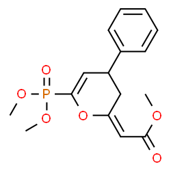 ChemSpider 2D Image | Methyl (2E)-[6-(dimethoxyphosphoryl)-4-phenyl-3,4-dihydro-2H-pyran-2-ylidene]acetate | C16H19O6P