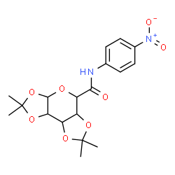 ChemSpider 2D Image | 2,2,7,7-Tetramethyl-N-(4-nitrophenyl)tetrahydro-3aH-bis[1,3]dioxolo[4,5-b:4',5'-d]pyran-5-carboxamide | C18H22N2O8