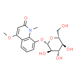 ChemSpider 2D Image | 4-Methoxy-1-methyl-2-oxo-1,2-dihydro-8-quinolinyl beta-D-glucopyranoside | C17H21NO8