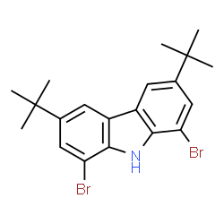 ChemSpider 2D Image | 1,8-Dibromo-3,6-bis(2-methyl-2-propanyl)-9H-carbazole | C20H23Br2N