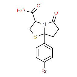 ChemSpider 2D Image | 7a-(4-Bromophenyl)-5-oxohexahydropyrrolo[2,1-b][1,3]thiazole-3-carboxylic acid | C13H12BrNO3S