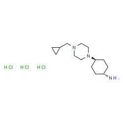 ChemSpider 2D Image | trans-4-(4-(Cyclopropylmethyl)piperazin-1-yl)cyclohexanamine trihydrochloride | C14H30Cl3N3
