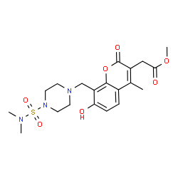 ChemSpider 2D Image | Methyl (8-{[4-(dimethylsulfamoyl)-1-piperazinyl]methyl}-7-hydroxy-4-methyl-2-oxo-2H-chromen-3-yl)acetate | C20H27N3O7S