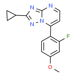 ChemSpider 2D Image | 2-Cyclopropyl-7-(2-fluoro-4-methoxyphenyl)[1,2,4]triazolo[1,5-a]pyrimidine | C15H13FN4O