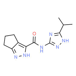 ChemSpider 2D Image | N-(5-Isopropyl-1H-1,2,4-triazol-3-yl)-2,4,5,6-tetrahydrocyclopenta[c]pyrazole-3-carboxamide | C12H16N6O