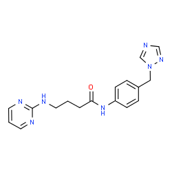 ChemSpider 2D Image | 4-(2-Pyrimidinylamino)-N-[4-(1H-1,2,4-triazol-1-ylmethyl)phenyl]butanamide | C17H19N7O