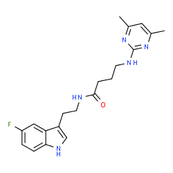 ChemSpider 2D Image | 4-[(4,6-Dimethyl-2-pyrimidinyl)amino]-N-[2-(5-fluoro-1H-indol-3-yl)ethyl]butanamide | C20H24FN5O