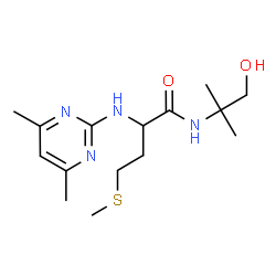 ChemSpider 2D Image | N~2~-(4,6-Dimethyl-2-pyrimidinyl)-N-(1-hydroxy-2-methyl-2-propanyl)methioninamide | C15H26N4O2S