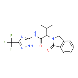 ChemSpider 2D Image | 3-Methyl-2-(1-oxo-1,3-dihydro-2H-isoindol-2-yl)-N-[3-(trifluoromethyl)-1H-1,2,4-triazol-5-yl]butanamide | C16H16F3N5O2