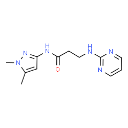 ChemSpider 2D Image | N-(1,5-Dimethyl-1H-pyrazol-3-yl)-N~3~-2-pyrimidinyl-beta-alaninamide | C12H16N6O