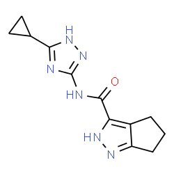 ChemSpider 2D Image | N-(5-Cyclopropyl-1H-1,2,4-triazol-3-yl)-2,4,5,6-tetrahydrocyclopenta[c]pyrazole-3-carboxamide | C12H14N6O