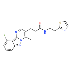 ChemSpider 2D Image | 3-(10-Fluoro-2,4-dimethylpyrimido[1,2-b]indazol-3-yl)-N-[2-(1,3-thiazol-2-yl)ethyl]propanamide | C20H20FN5OS