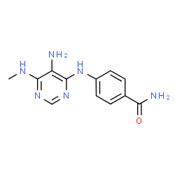 ChemSpider 2D Image | 4-[[5-Amino-6-(methylamino)-4-pyrimidinyl]amino]benzamide | C12H14N6O