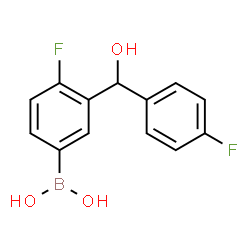 ChemSpider 2D Image | {4-Fluoro-3-[(4-fluorophenyl)(hydroxy)methyl]phenyl}boronic acid | C13H11BF2O3