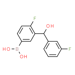 ChemSpider 2D Image | {4-Fluoro-3-[(3-fluorophenyl)(hydroxy)methyl]phenyl}boronic acid | C13H11BF2O3