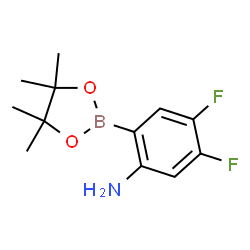 ChemSpider 2D Image | 4,5-Difluoro-2-(4,4,5,5-tetramethyl-1,3,2-dioxaborolan-2-yl)aniline | C12H16BF2NO2