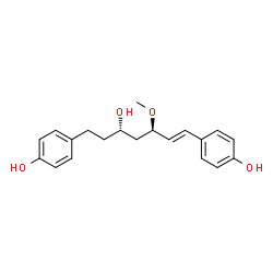 ChemSpider 2D Image | 4,4'-[(1E,3R,5S)-5-Hydroxy-3-methoxy-1-heptene-1,7-diyl]diphenol | C20H24O4