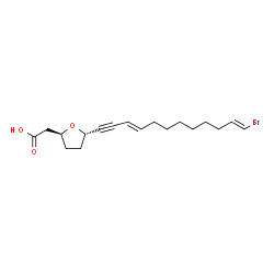 ChemSpider 2D Image | {(2S,5S)-5-[(3E,11E)-12-Bromo-3,11-dodecadien-1-yn-1-yl]tetrahydro-2-furanyl}acetic acid | C18H25BrO3