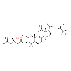 ChemSpider 2D Image | (3S)-3-Hydroxy-3-methyl-5-oxo-5-{[(2alpha,3beta,12alpha,24R)-2,12,24,25-tetrahydroxylanost-8-en-3-yl]oxy}pentanoic acid | C36H60O9