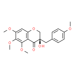 ChemSpider 2D Image | (3R)-3-Hydroxy-5,6,7-trimethoxy-3-(4-methoxybenzyl)-2,3-dihydro-4H-chromen-4-one | C20H22O7