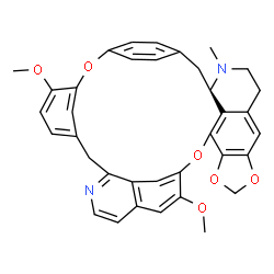 ChemSpider 2D Image | (14R)-22,33-Dimethoxy-13-methyl-2,5,7,20-tetraoxa-13,28-diazaoctacyclo[25.6.2.2~16,19~.1~3,10~.1~21,25~.0~4,8~.0~14,39~.0~31,35~]nonatriaconta-1(34),3,8,10(39),16,18,21(36),22,24,27,29,31(35),32,37-te
tradecaene | C36H32N2O6