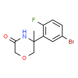 ChemSpider 2D Image | 5-(5-Bromo-2-fluorophenyl)-5-methyl-3-morpholinone | C11H11BrFNO2