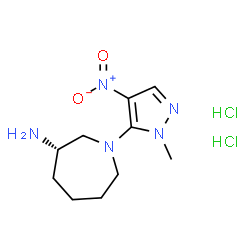 ChemSpider 2D Image | (S)-1-(1-Methyl-4-nitro-1H-pyrazol-5-yl)azepan-3-amine dihydrochloride | C10H19Cl2N5O2