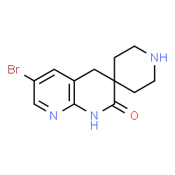 ChemSpider 2D Image | 6-BROMO-1H-SPIRO[[1,8]NAPHTHYRIDINE-3,4'-PIPERIDIN]-2(4H)-ONE | C12H14BrN3O