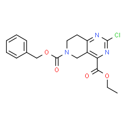ChemSpider 2D Image | 6-Benzyl 4-ethyl 2-chloro-7,8-dihydropyrido[4,3-d]pyrimidine-4,6(5H)-dicarboxylate | C18H18ClN3O4