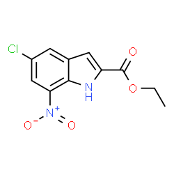 ChemSpider 2D Image | Ethyl 5-chloro-7-nitro-1H-indole-2-carboxylate | C11H9ClN2O4