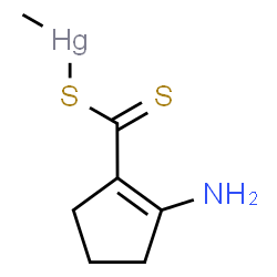 ChemSpider 2D Image | (2-Amino-1-cyclopentene-1-carbodithioato-kappaS)(methyl)mercury | C7H11HgNS2