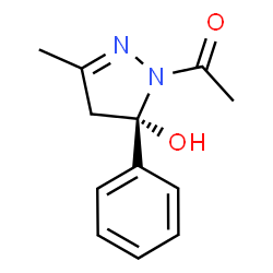 ChemSpider 2D Image | 1-[(5S)-5-Hydroxy-3-methyl-5-phenyl-4,5-dihydro-1H-pyrazol-1-yl]ethanone | C12H14N2O2