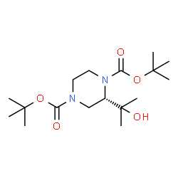 ChemSpider 2D Image | 1,4-di-tert-butyl (2S)-2-(2-hydroxypropan-2-yl)piperazine-1,4-dicarboxylate | C17H32N2O5