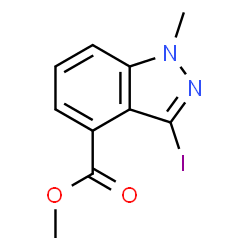 ChemSpider 2D Image | Methyl 3-iodo-1-methyl-1H-indazole-4-carboxylate | C10H9IN2O2