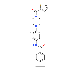 ChemSpider 2D Image | 4-tert-Butyl-N-{3-chloro-4-[4-(2-thienylcarbonyl)piperazin-1-yl]phenyl}benzamide | C26H28ClN3O2S