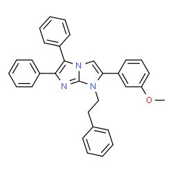 ChemSpider 2D Image | 2-(3-Methoxyphenyl)-5,6-diphenyl-1-(2-phenylethyl)-1H-imidazo[1,2-a]imidazole | C32H27N3O