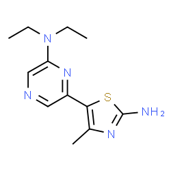 ChemSpider 2D Image | 6-(2-Amino-4-methyl-1,3-thiazol-5-yl)-N,N-diethyl-2-pyrazinamine | C12H17N5S