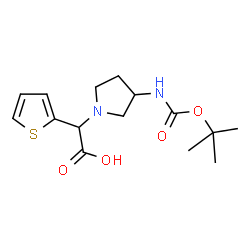 ChemSpider 2D Image | 2-(3-((tert-Butoxycarbonyl)amino)pyrrolidin-1-yl)-2-(thiophen-2-yl)acetic acid | C15H22N2O4S