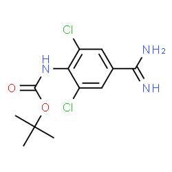 ChemSpider 2D Image | 2-Methyl-2-propanyl (4-carbamimidoyl-2,6-dichlorophenyl)carbamate | C12H15Cl2N3O2