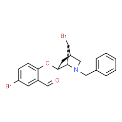 ChemSpider 2D Image | 2-{[(1R,4R)-2-Benzyl-7-bromo-2-azabicyclo[2.2.1]hept-6-yl]oxy}-5-bromobenzaldehyde | C20H19Br2NO2