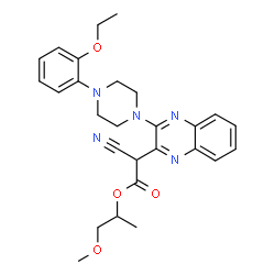 ChemSpider 2D Image | 1-Methoxy-2-propanyl cyano{3-[4-(2-ethoxyphenyl)-1-piperazinyl]-2-quinoxalinyl}acetate | C27H31N5O4