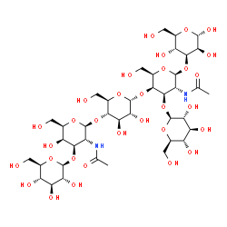 ChemSpider 2D Image | beta-D-Glcp-(1->3)-[beta-D-Glcp-(1->3)-beta-D-GalpNAc-(1->4)-alpha-D-Glcp-(1->4)]-beta-D-GalpNAc-(1->3)-alpha-D-Manp | C40H68N2O31