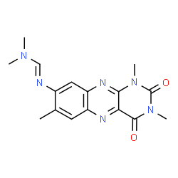 ChemSpider 2D Image | N,N-Dimethyl-N'-(1,3,7-trimethyl-2,4-dioxo-1,2,3,4-tetrahydrobenzo[g]pteridin-8-yl)imidoformamide | C16H18N6O2