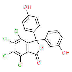 ChemSpider 2D Image | 4,5,6,7-Tetrachloro-3-(3-hydroxyphenyl)-3-(4-hydroxyphenyl)-2-benzofuran-1(3H)-one | C20H10Cl4O4