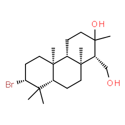 ChemSpider 2D Image | (3alpha,5beta,8alpha,9beta,10alpha,14alpha)-3-Bromo-14-(hydroxymethyl)-8,13-dimethylpodocarpan-13-ol | C20H35BrO2