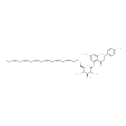 ChemSpider 2D Image | 3,5-Dihydroxy-2-[3-(4-hydroxyphenyl)propanoyl]phenyl 6-O-[(3Z,6Z,9Z,12Z,15Z,18Z)-3,6,9,12,15,18-henicosahexaen-1-yl]-beta-D-glucopyranoside | C42H54O10