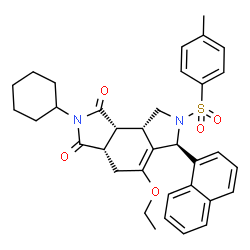 ChemSpider 2D Image | (3aS,6S,8aS,8bR)-2-Cyclohexyl-5-ethoxy-7-[(4-methylphenyl)sulfonyl]-6-(1-naphthyl)-4,6,7,8,8a,8b-hexahydropyrrolo[3,4-e]isoindole-1,3(2H,3aH)-dione | C35H38N2O5S